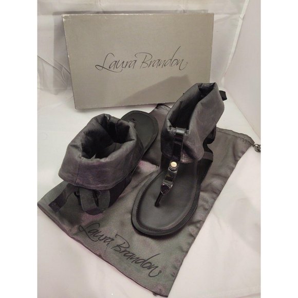 New Laura Brandon Gladiator Sandals Black 9.5 - Picture 1 of 9
